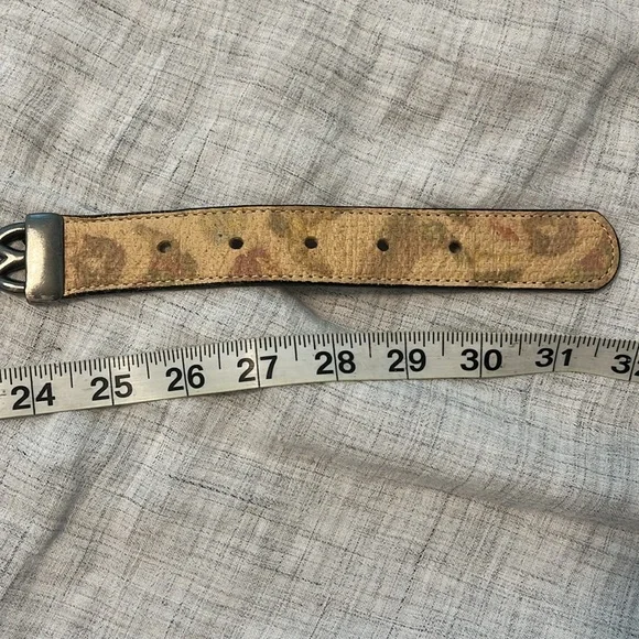 Streets Ahead Santa Monica tan leather belt with silver, turquoise, and …